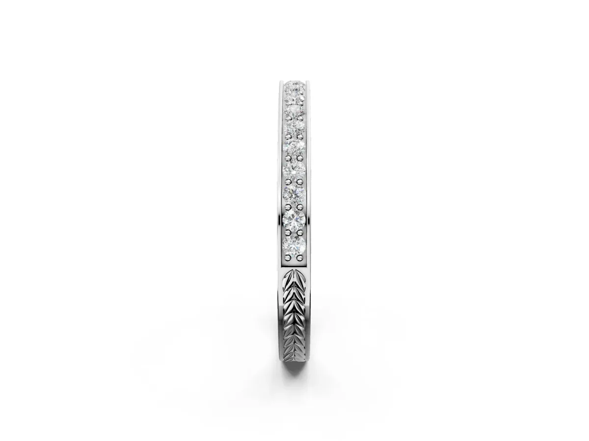 Round Cut Diamond Pavé Eternity Band with Channel Setting White gold