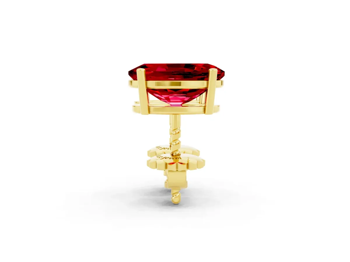 Oval Cut Ruby Stud Earrings Yellow gold