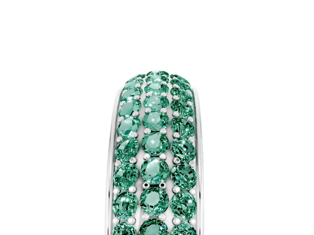 Three-Row Round Green Sapphire Eternity Band with Shared Prong Setting White gold