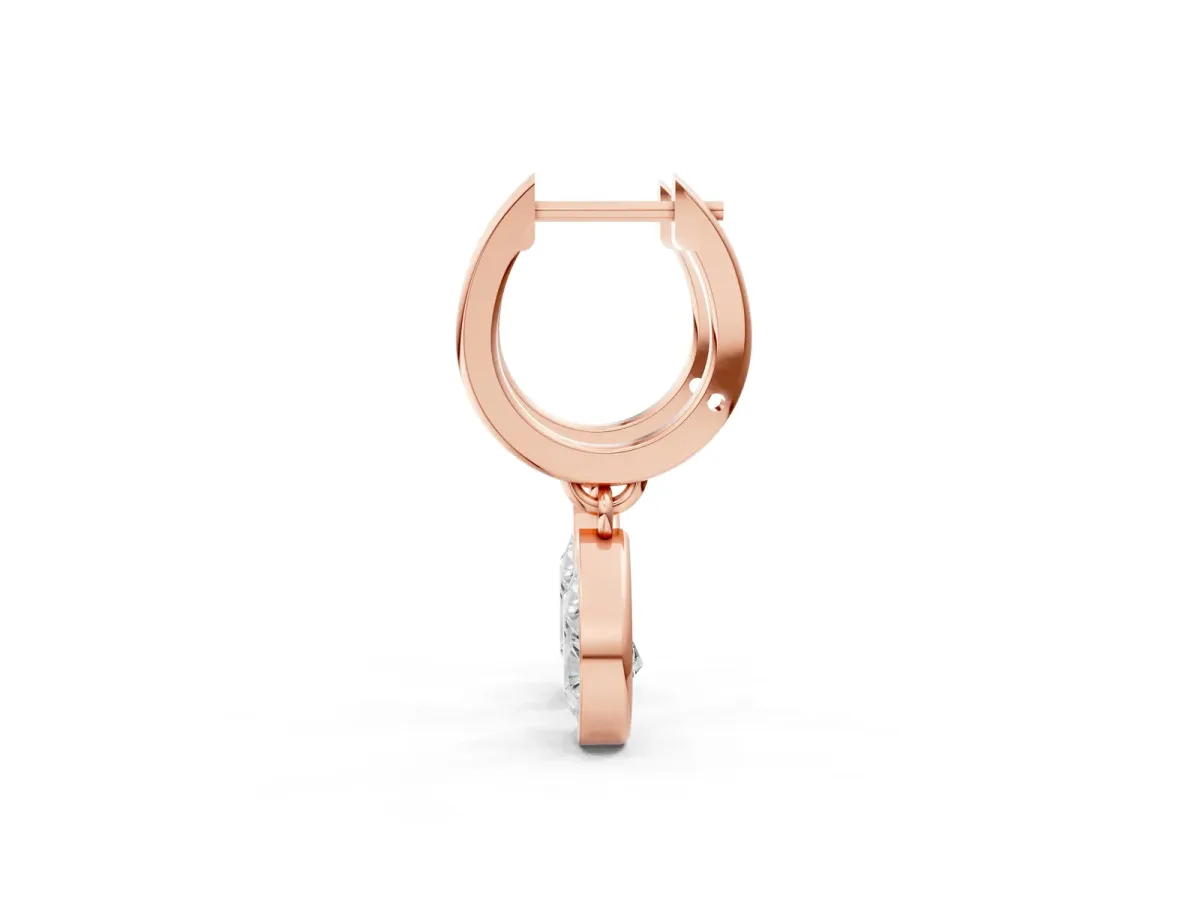 Pear Diamond Framed Huggie Drop Earrings Rose gold