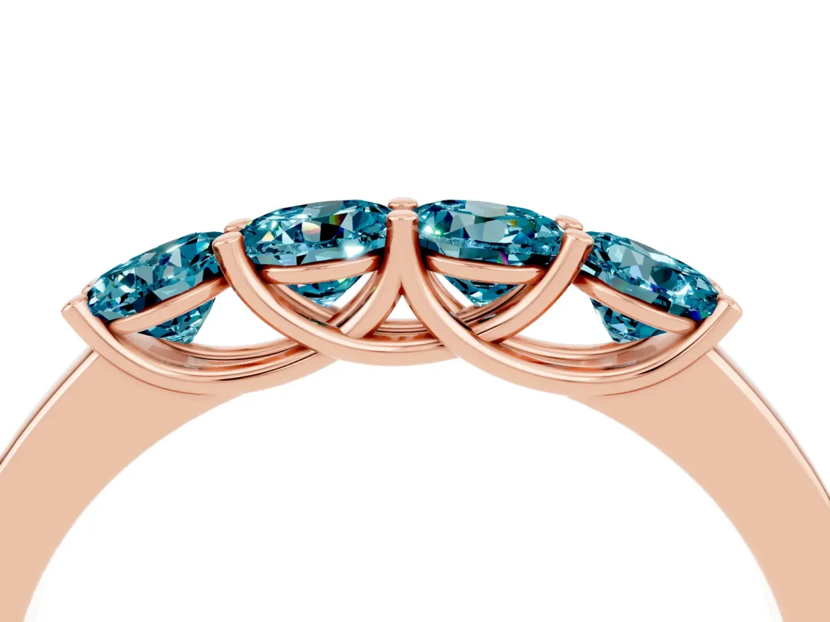 Four-Stone Round Blue Topaz Prong-Set Band Rose gold