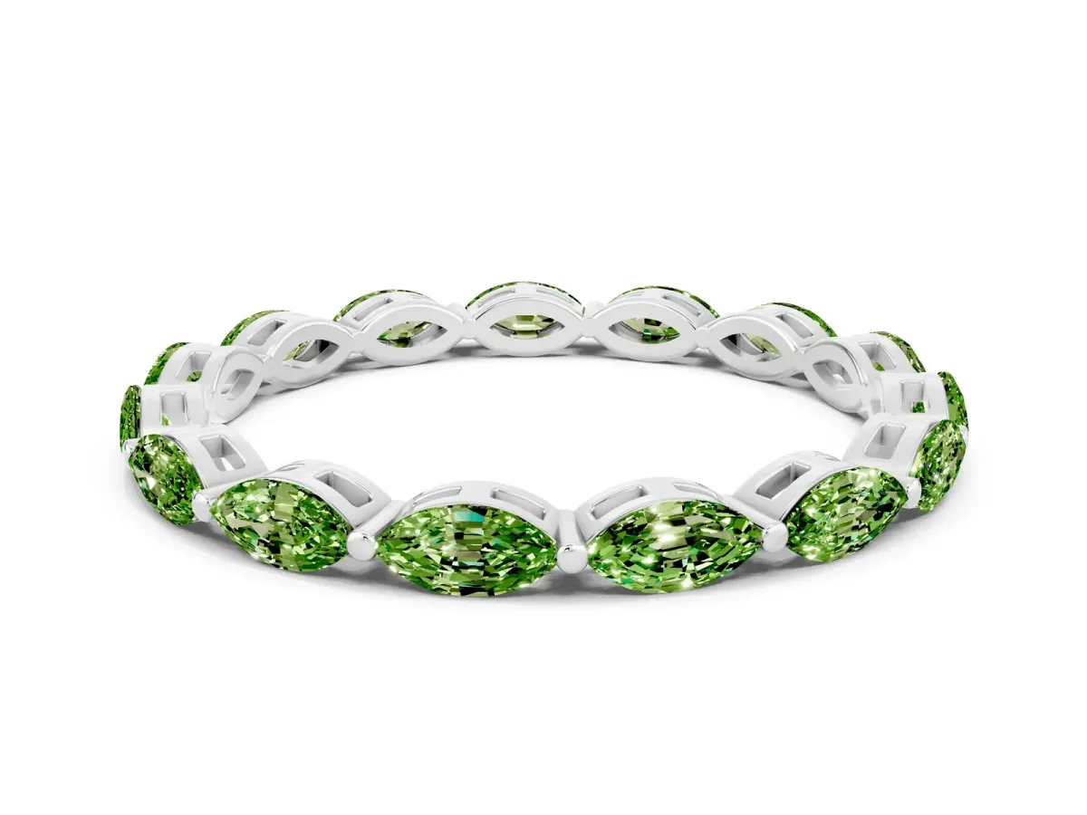 Marquise Peridot Eternity Band with U-Prong Setting White gold
