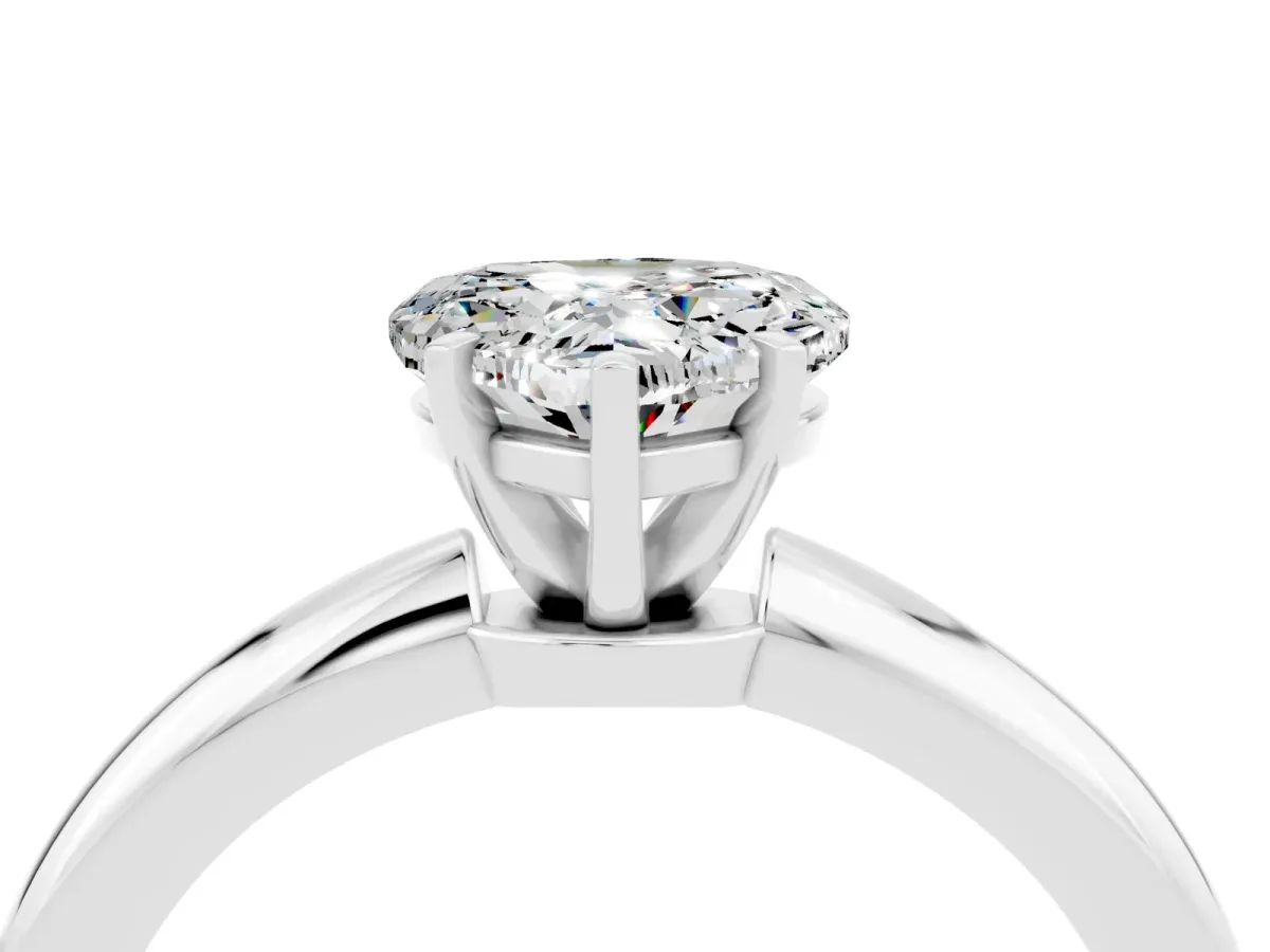 Heart Cut Moissanite Solitaire Ring with Six-Prong Setting and Classic Band Silver