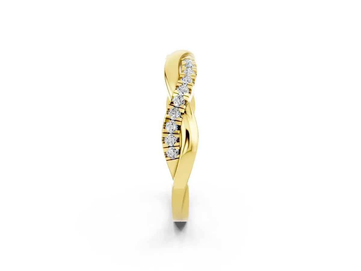 Round Moissanite Twisted Infinity Band with Prong Setting Yellow gold