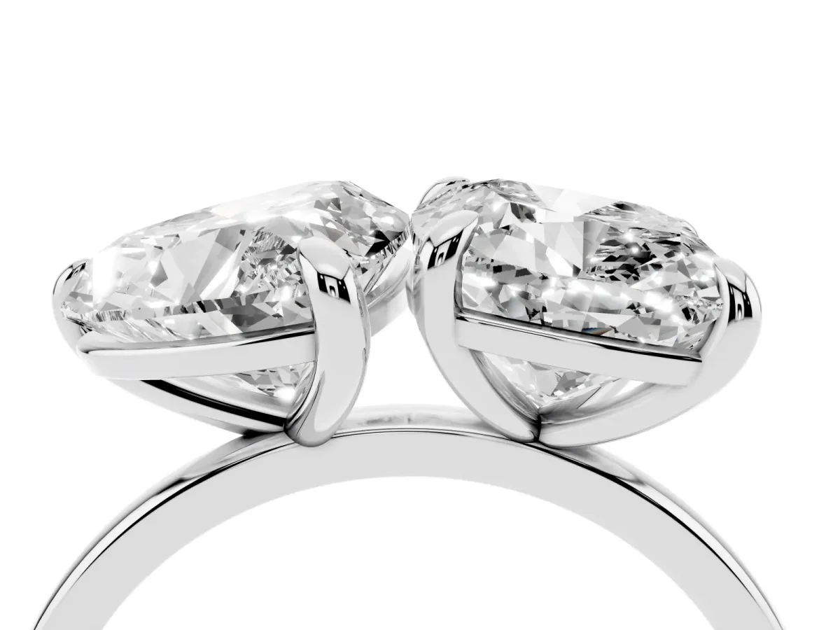 Cushion and Heart Toi Moi Ring with Prong Setting and Plain Band Silver