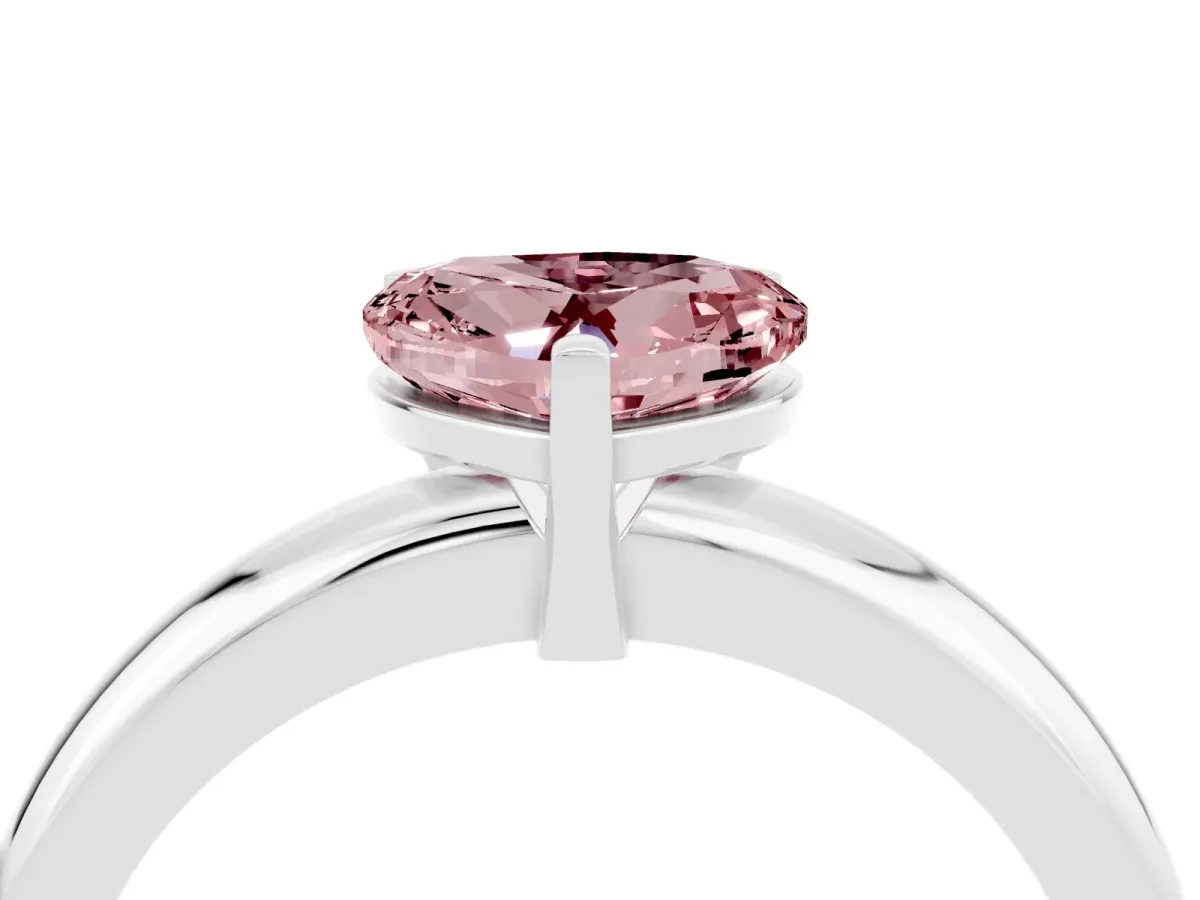 Heart Cut Morganite Solitaire Engagement Ring with Round Band and Four-Prong Setting Silver