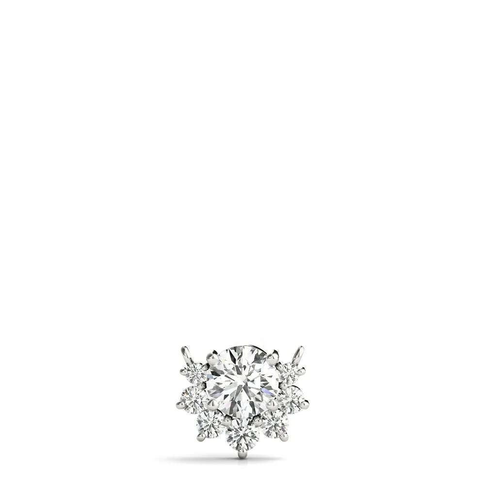 Round Cluster Diamond Pendant with Prong Setting Silver