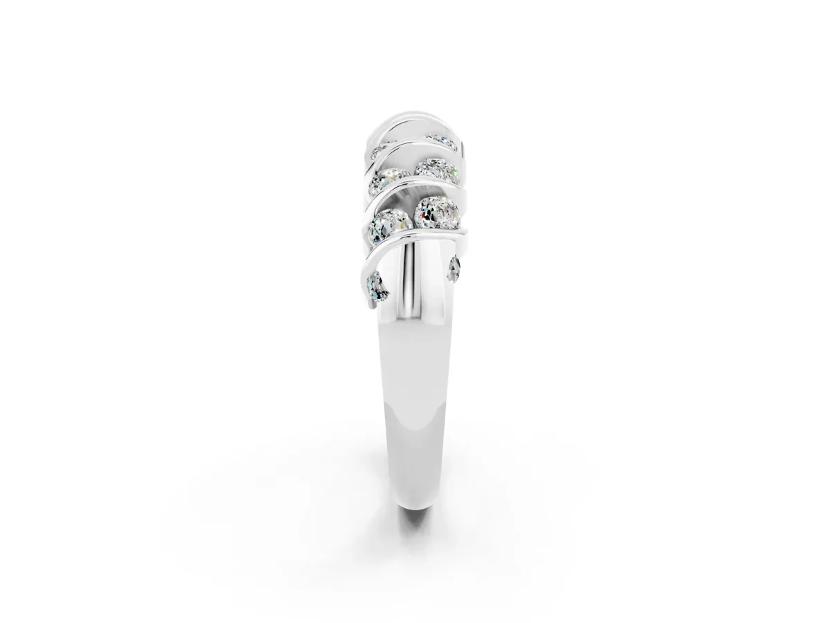 Channel Set Round Moissanite Multi-Row Band Platinum