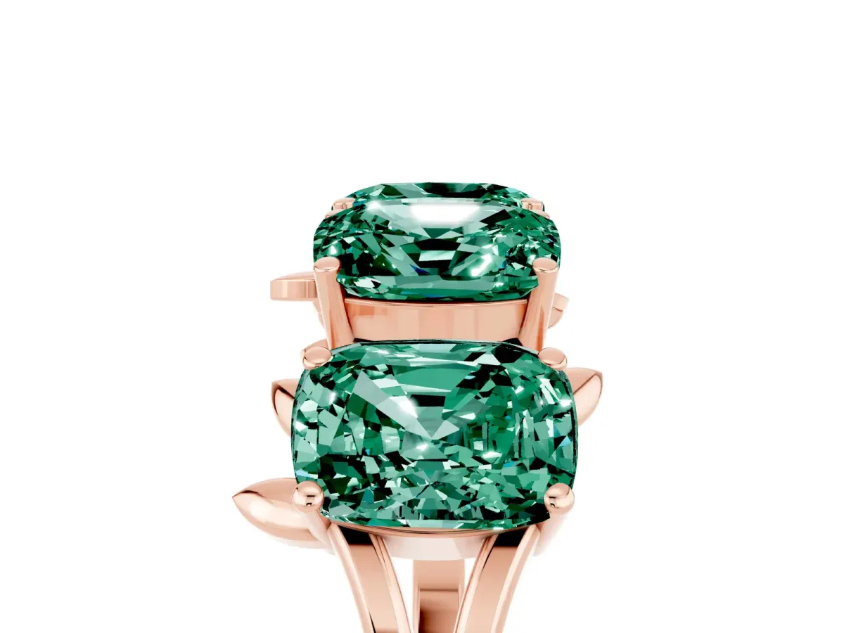 Emerald Cut Green Sapphire Prong-Set Half Eternity Band Rose gold
