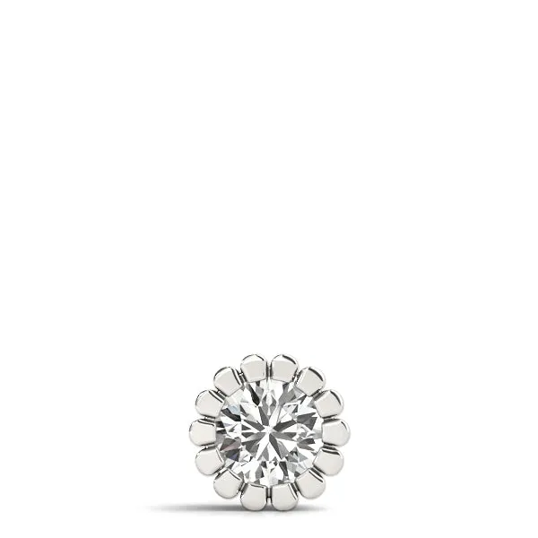 Round Diamond Flower Prong Pendant White gold