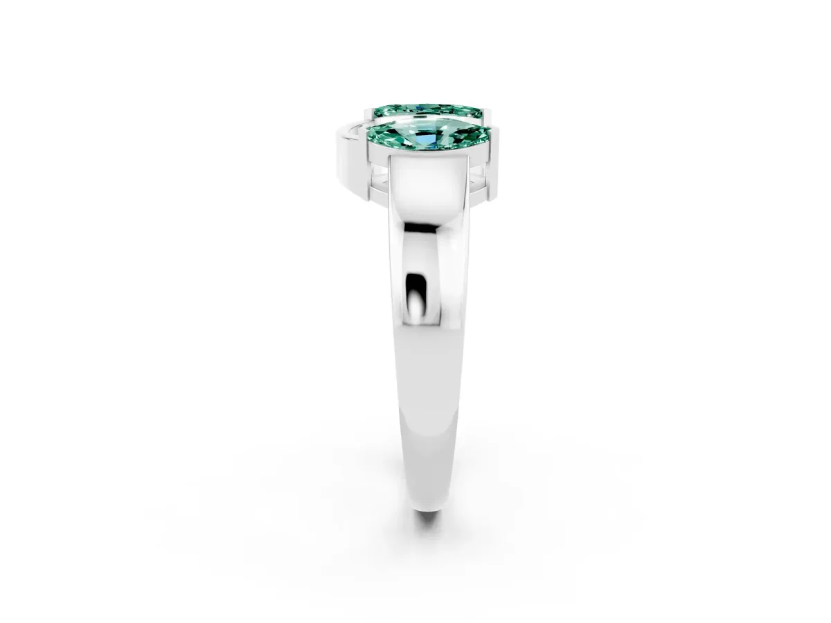 Marquise Green Sapphire Open Band Ring with Tension Setting White gold