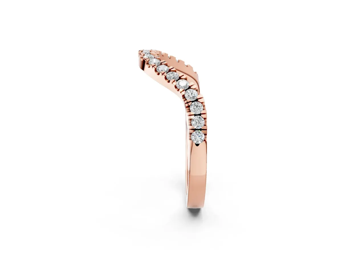 Curved Pavé Round Diamond Eternity Band with Shared Prong Setting Rose gold