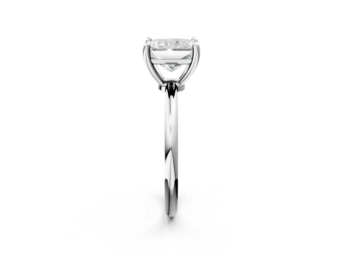 Radiant Cut Solitaire Diamond Ring with 4-Prong Setting on a Classic Band White gold
