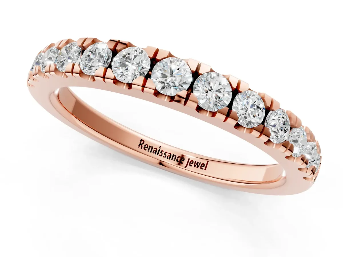 Round Diamond Pavé Set White Gold Eternity Band Rose gold