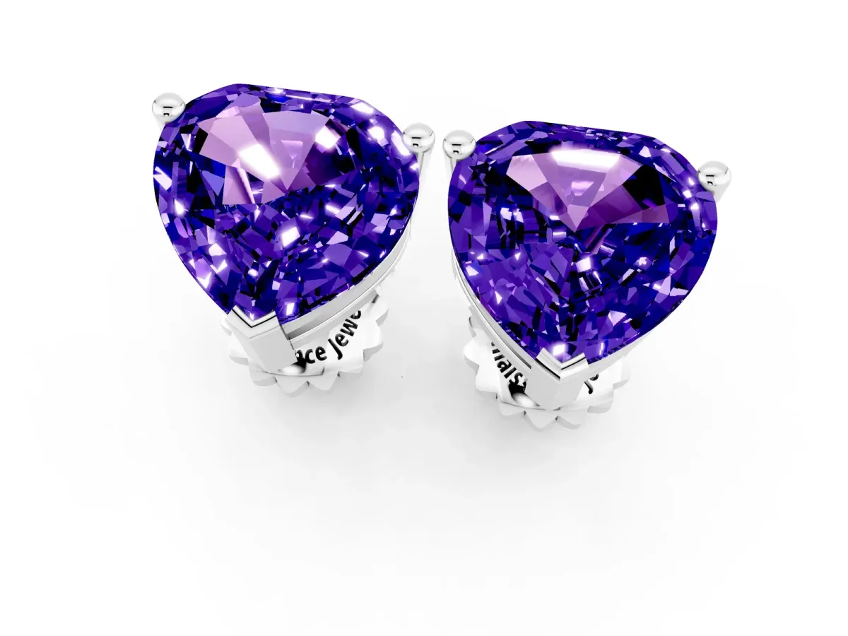 Heart Cut Tanzanite Stud Earrings White gold