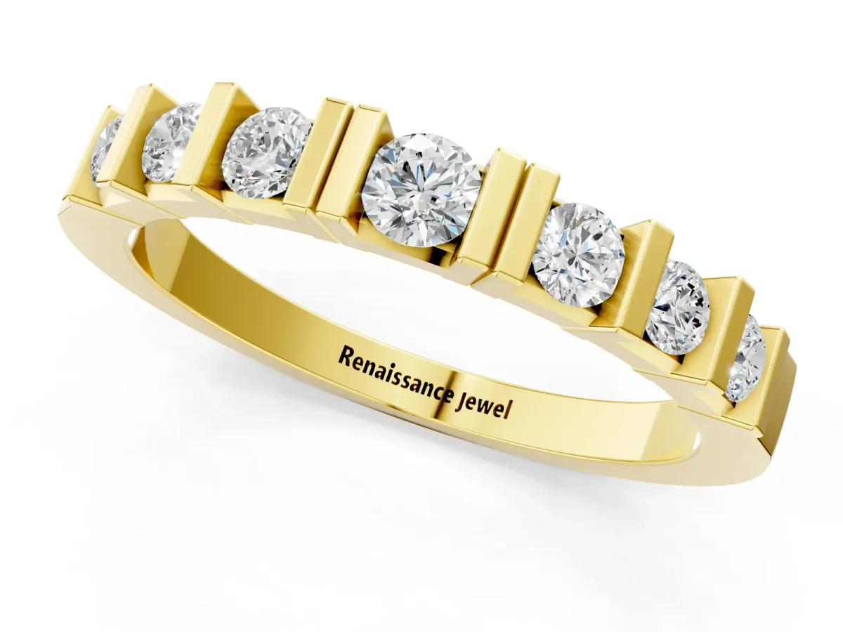 Round Channel Set Diamond Half Eternity Band Yellow gold
