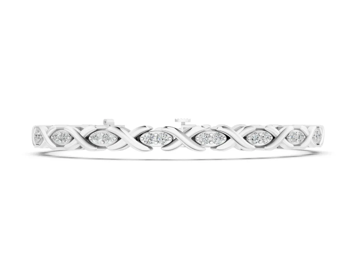Diamond Round Cut X-Link Tennis Bracelet with Prong Setting Silver