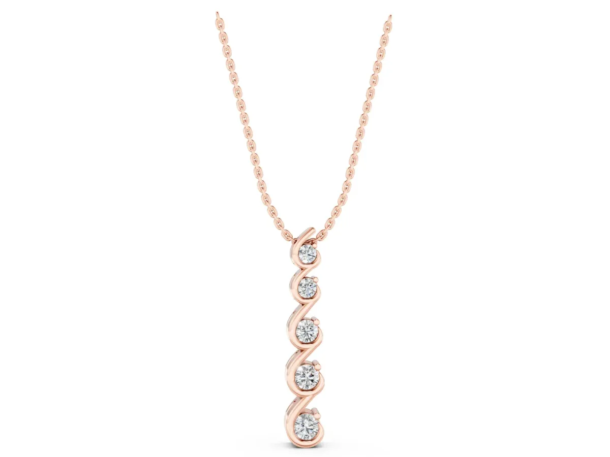 Round Diamond S-Curve Prong Pendant Rose gold