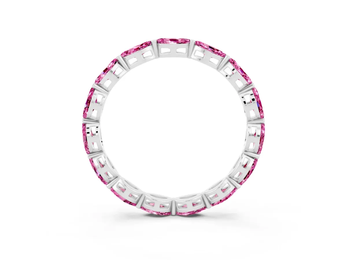 Marquise Pink Sapphire Eternity Band with U-Prong Setting Platinum