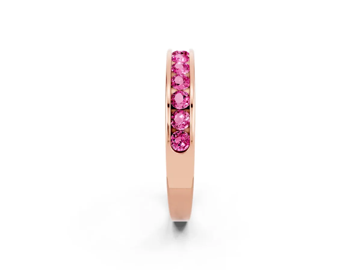 Channel Set Round Pink Sapphire Eternity Band Rose gold
