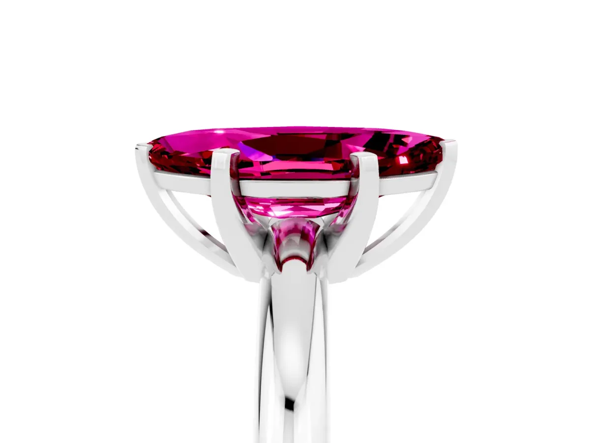 Marquise Cut Garnet Solitaire Engagement Ring with Round Band and Four-Prong Setting Silver