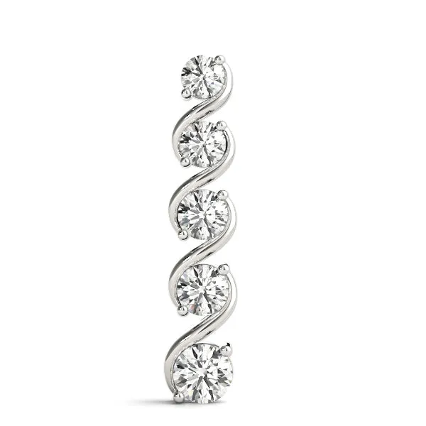 Round Diamond Prong-Set Swirl Pendant White gold