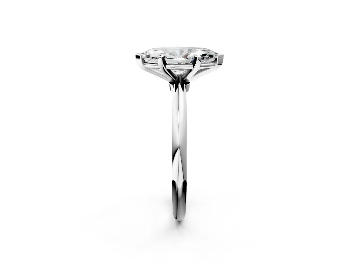 Marquise Cut Diamond Solitaire Ring with Six-Prong Setting and Classic Band Silver