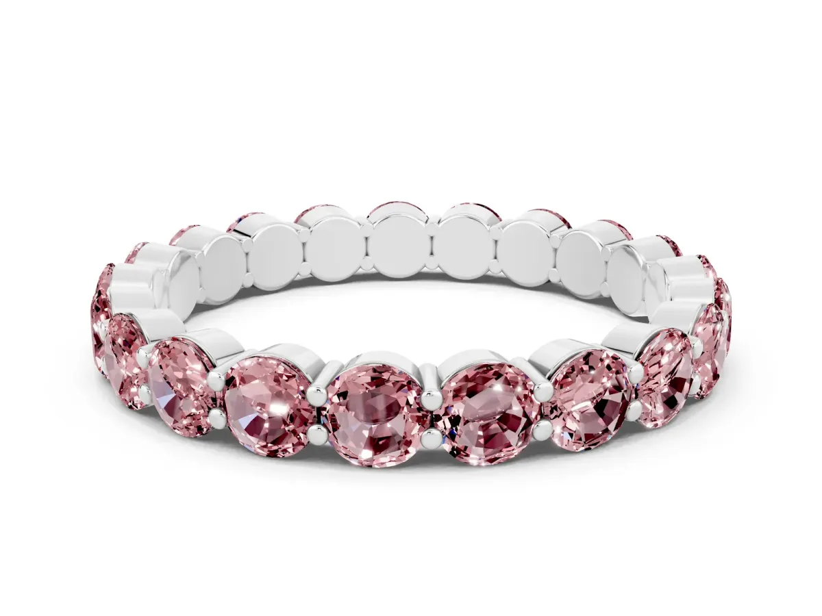 Round Morganite Eternity Band with U-Prong Setting Silver