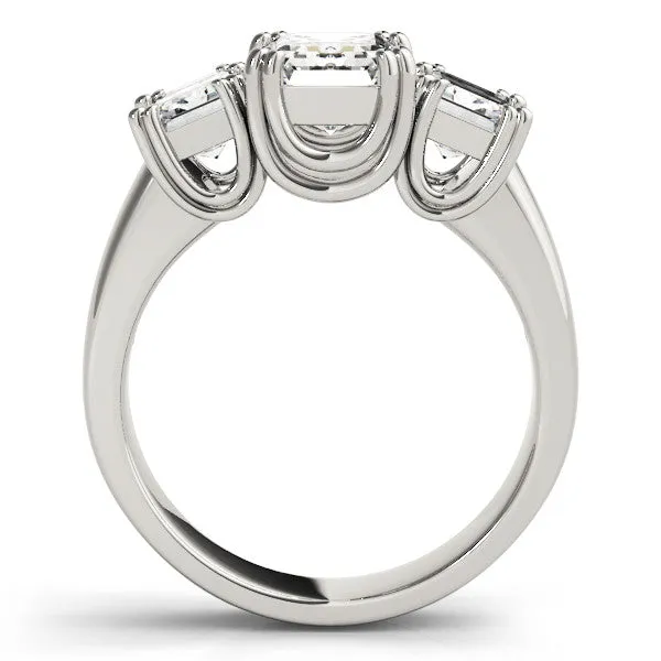 Three-Stone Pear Cut Cut Diamond Ring with Channel Set Band and Four-Prong Setting Silver