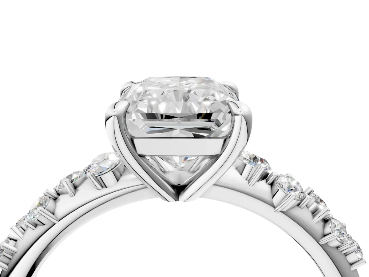Radiant Cut Cut Diamond Vine Band with Four-Prong Setting Platinum