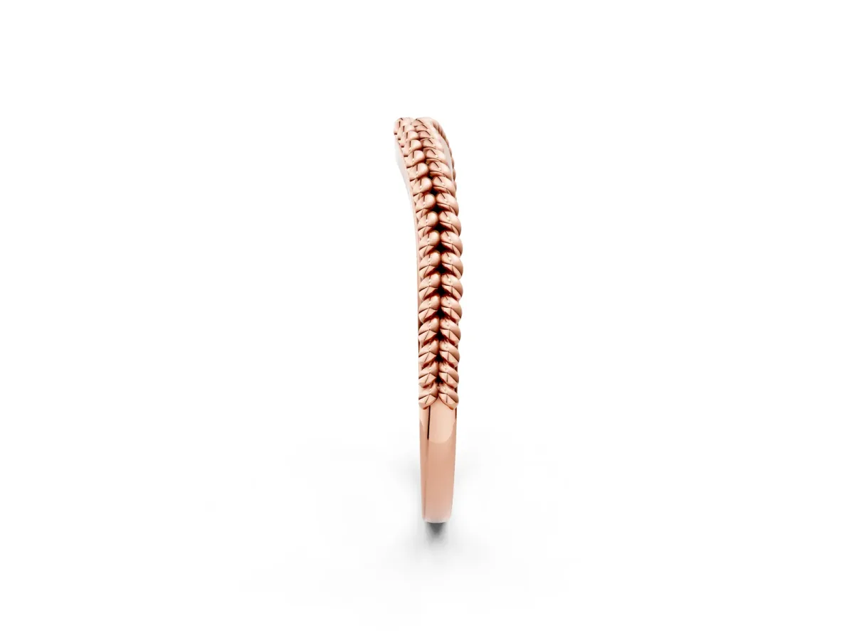 Braided Milgrain White Gold Contour Band Rose gold