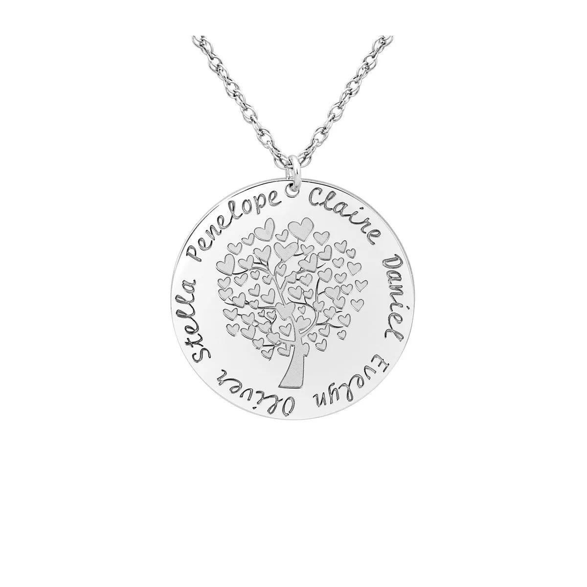 Gold and Silver Family Tree Pendant with Heart Motif Silver