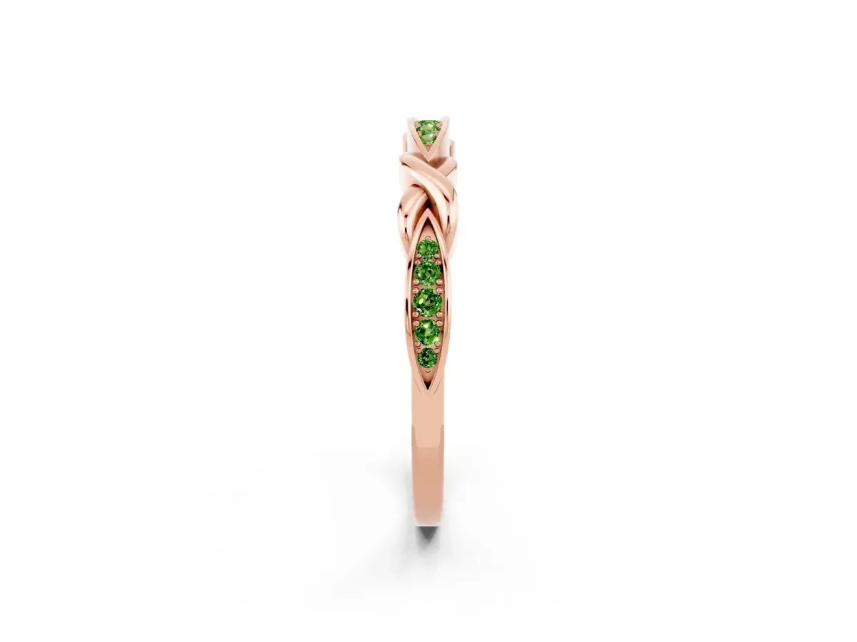 Twisted Marquise Peridot Pavé Band with Shared Prong Setting Rose gold