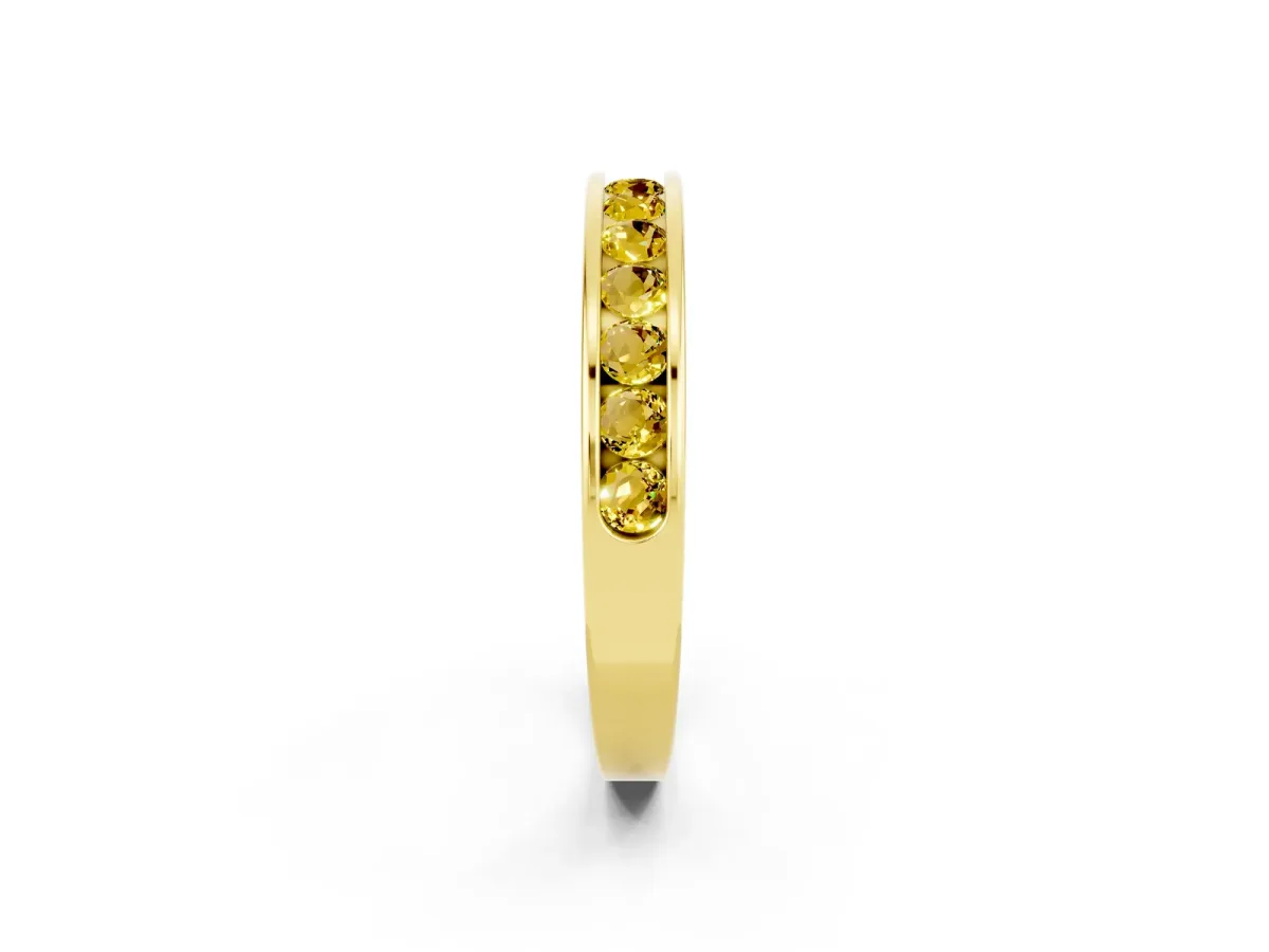 Channel Set Round Yellow Sapphire Eternity Band Yellow gold