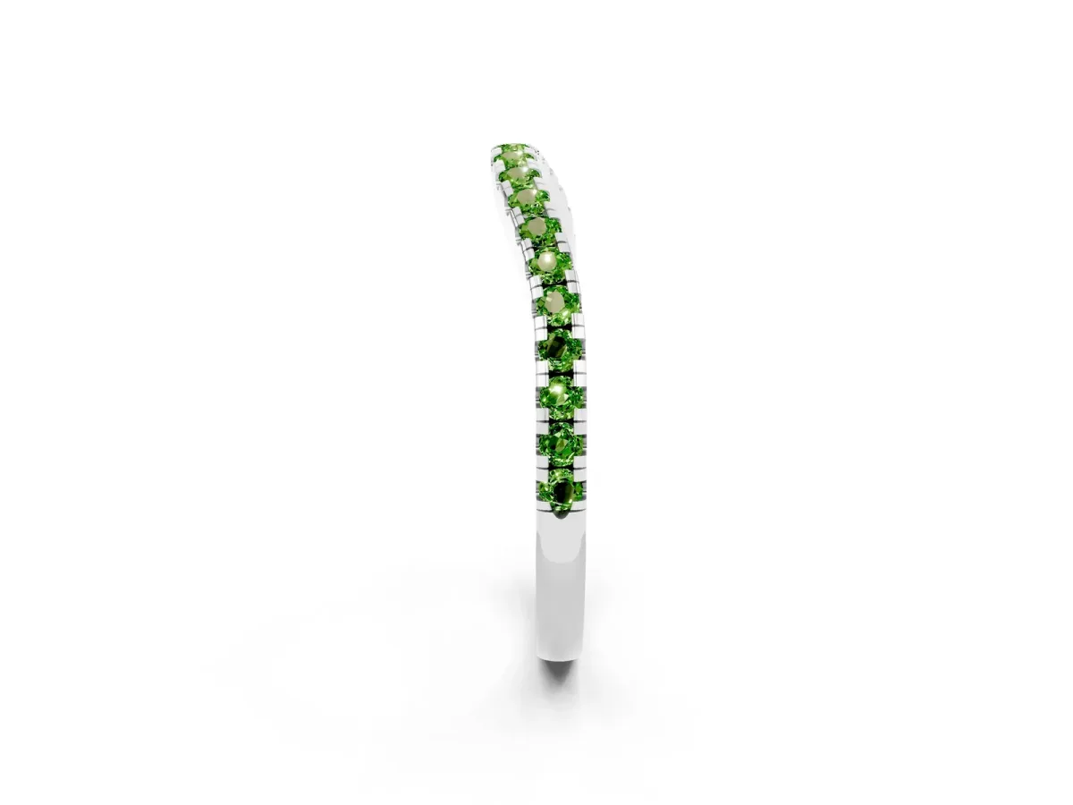Round Peridot Pavé Half Eternity Band with Shared Prong Setting Platinum