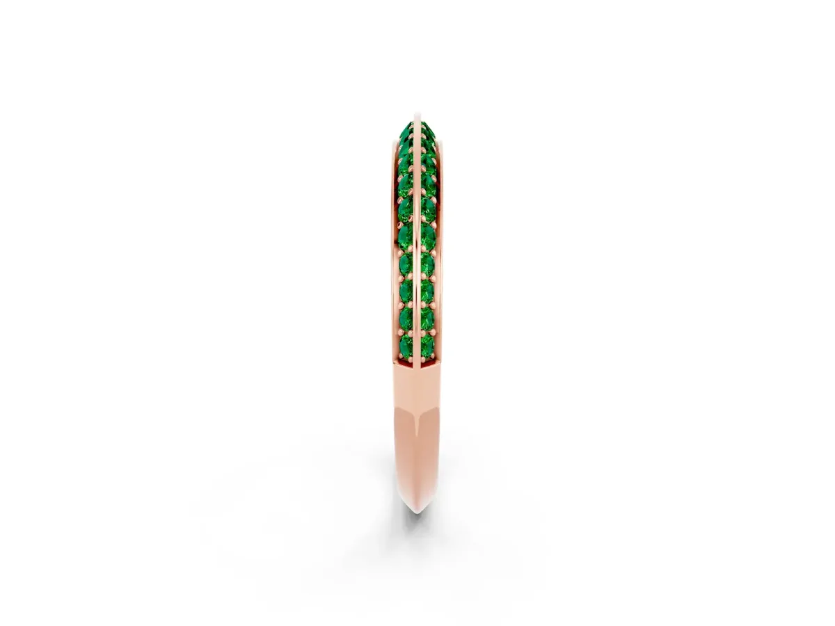 Double Row Pavé Round Emerald Eternity Band with Channel Setting Rose gold