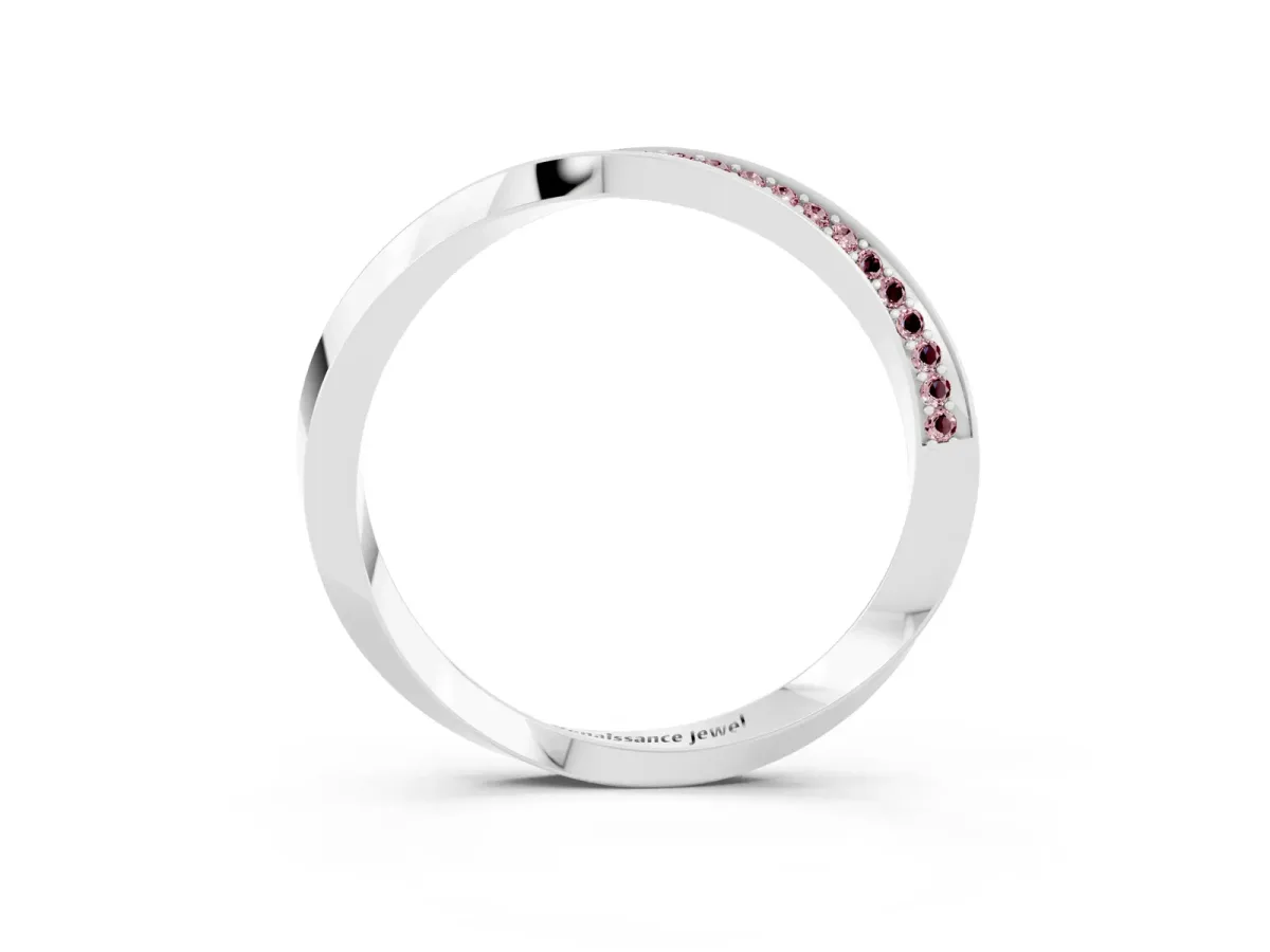 Pavé Round Morganite Twist Band White gold