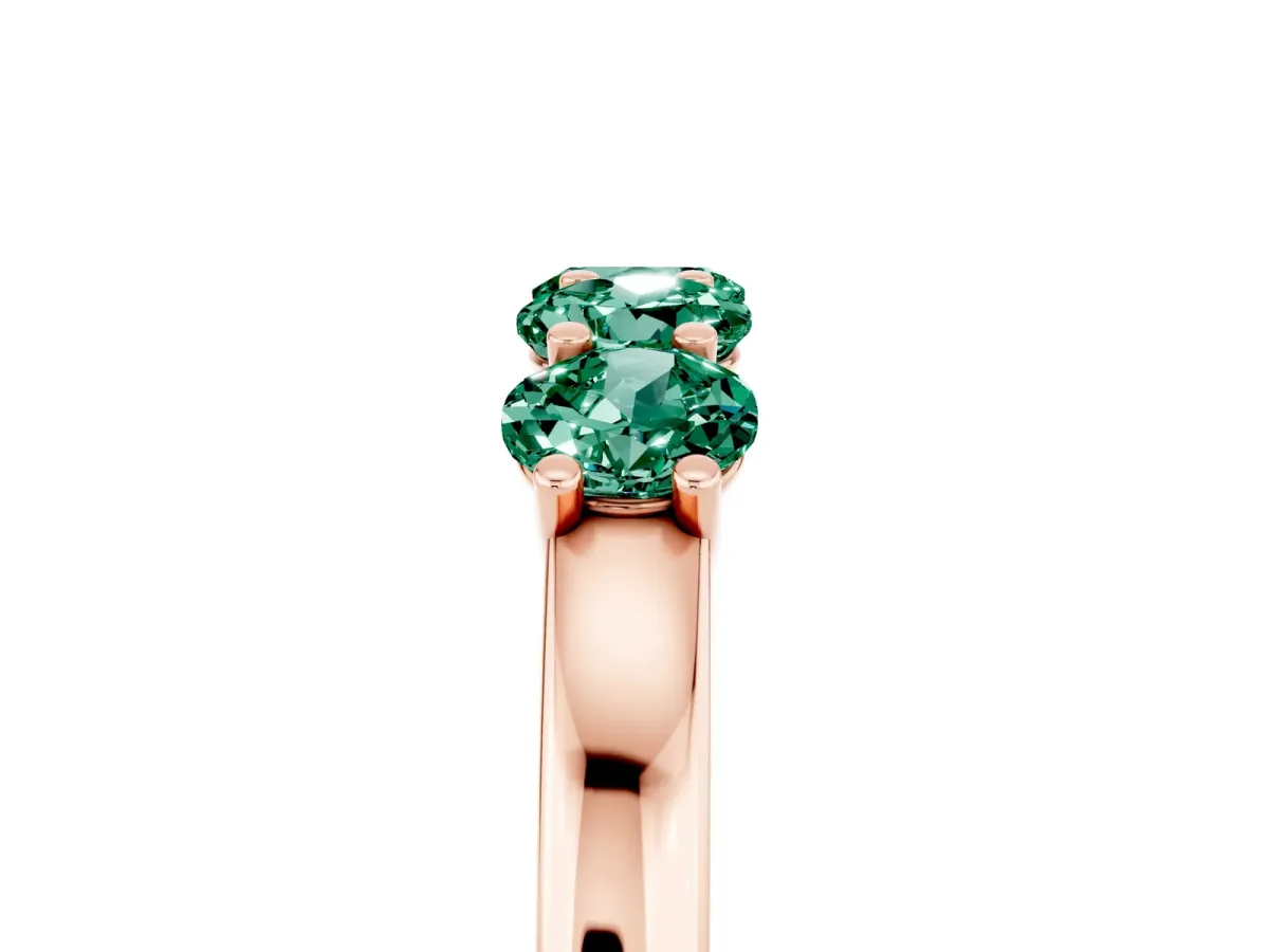 Four-Stone Round Green Sapphire Prong-Set Band Rose gold