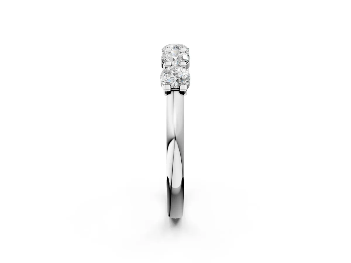 Round Cut Diamond Half Eternity Band with Prong Setting Platinum