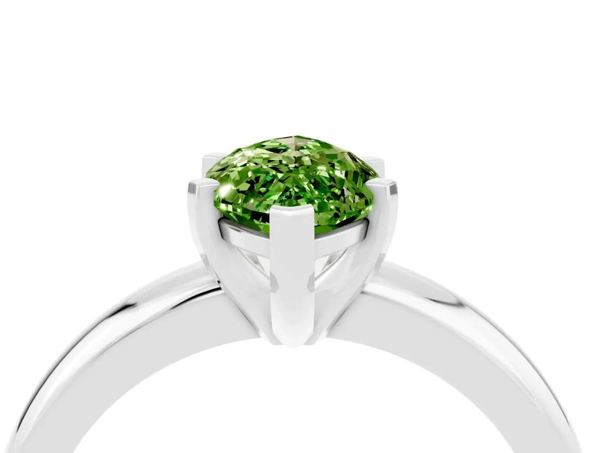Marquise Cut Peridot Solitaire Engagement Ring with Round Band and Four-Prong Setting Silver