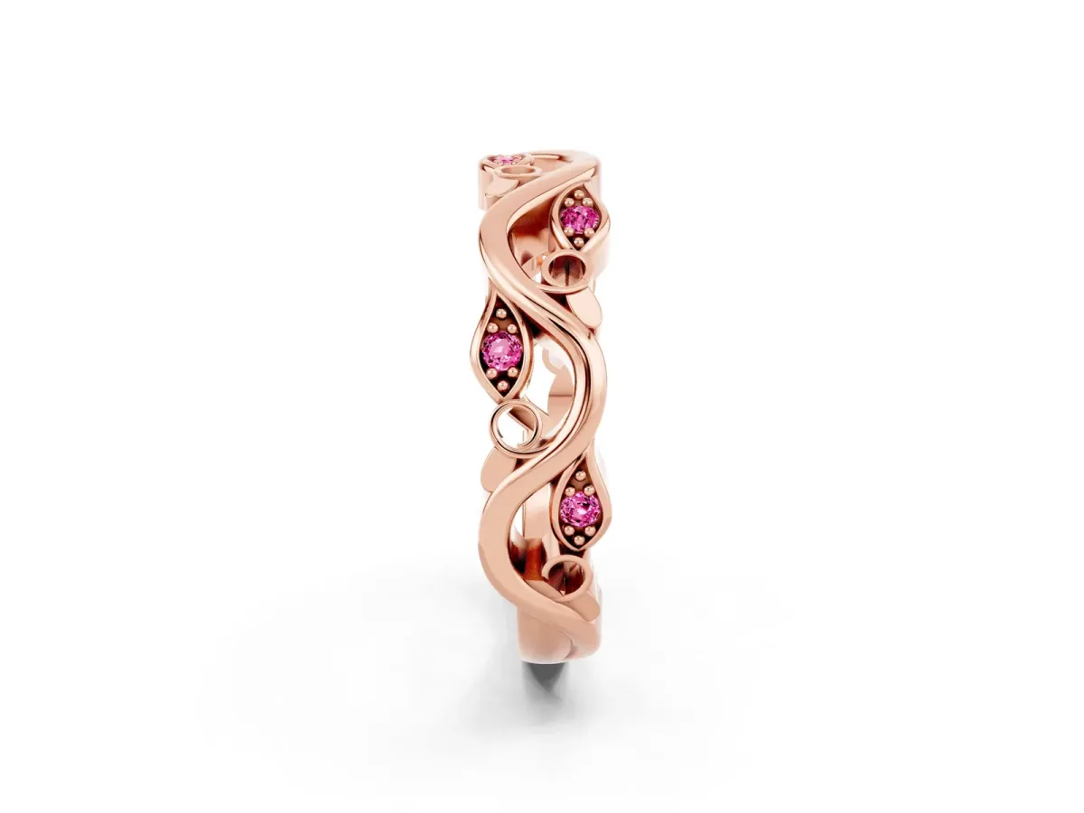 Marquise Pink Sapphire Vine Eternity Band with Bezel Setting Rose gold