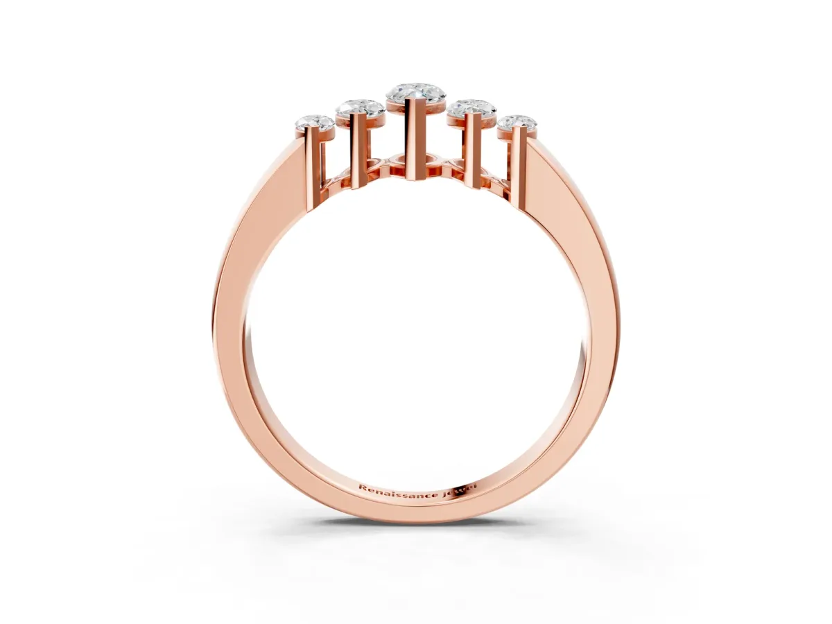 Five-Stone Marquise Diamond Bar Set White Gold Band Rose gold