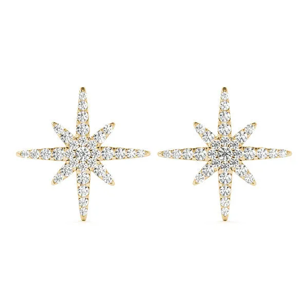 Pavé Diamond Starburst Stud Earrings Yellow gold