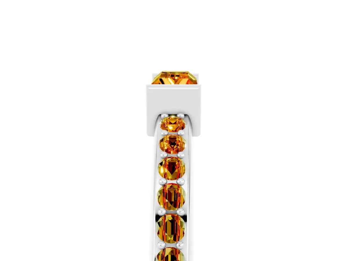 Baguette Citrine Pavé Band with Bar Setting Platinum