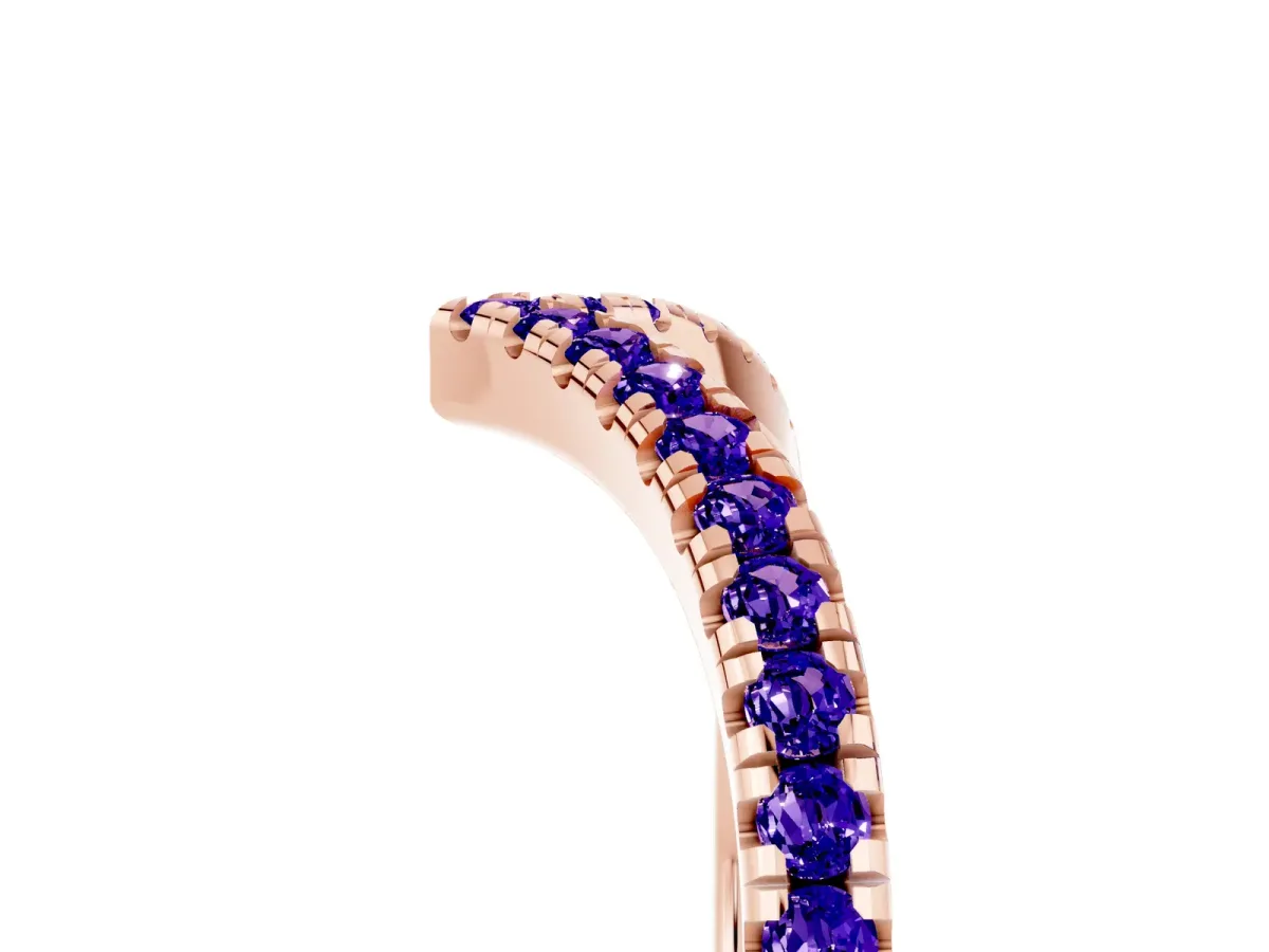 Pavé Round Tanzanite V-Shaped Chevron Band with Shared Prong Setting Rose gold