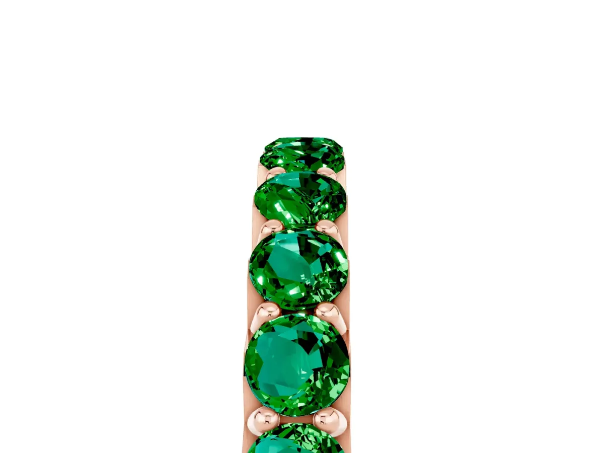 Round Emerald Half Eternity Band with Classic Prong Setting Rose gold