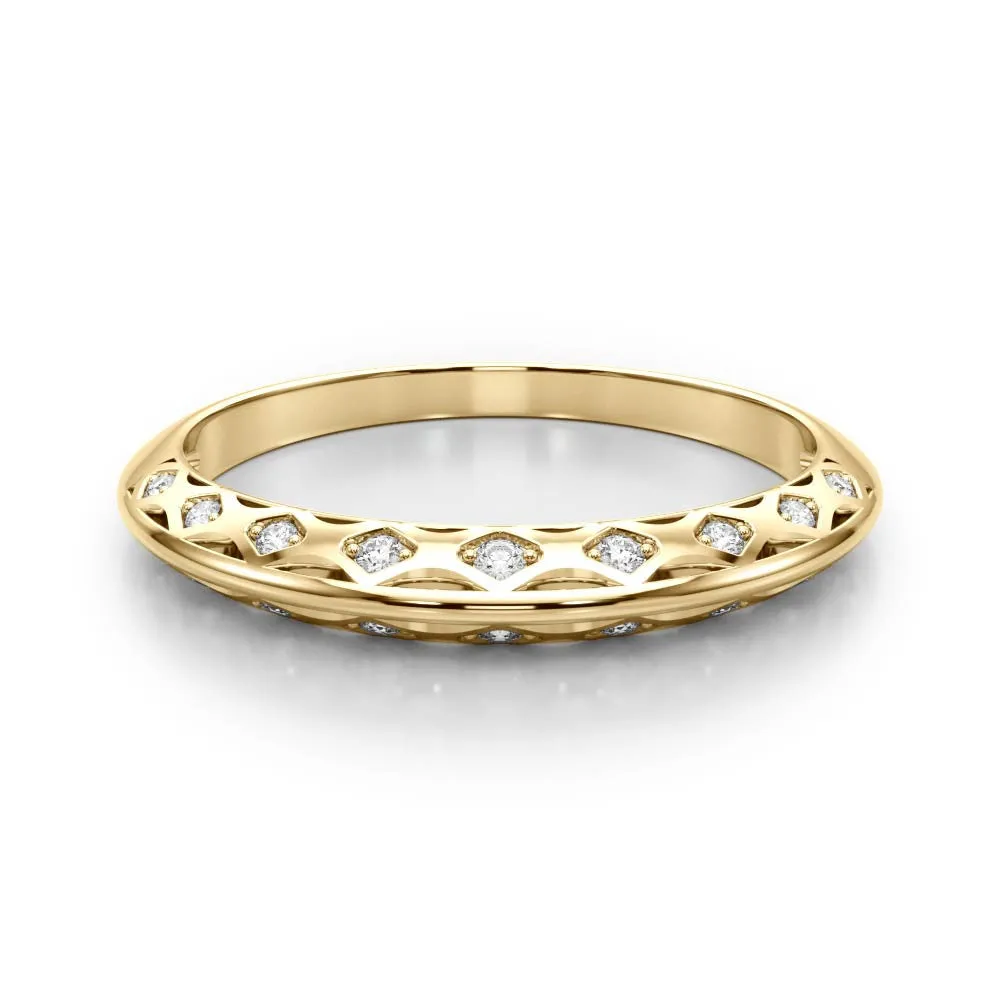 Marquise Diamond Openwork Band with Pave Setting Yellow gold