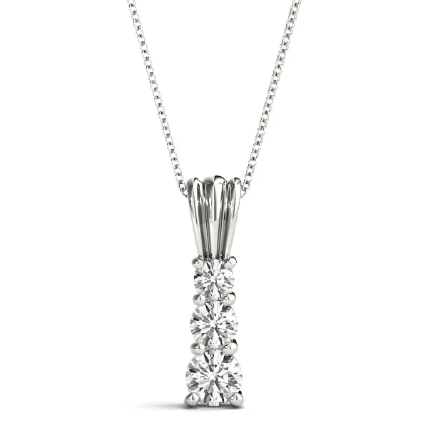 Four-Stone Round Prong-Set Diamond Pendant White gold