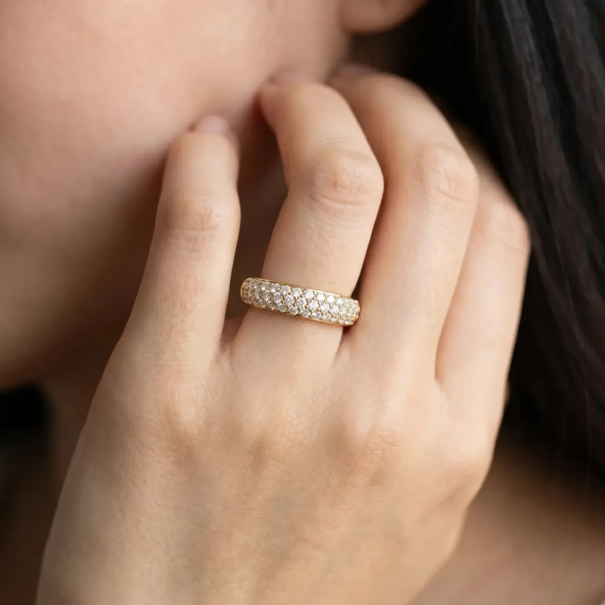 Pavé Round Diamond White Gold Eternity Band Yellow gold