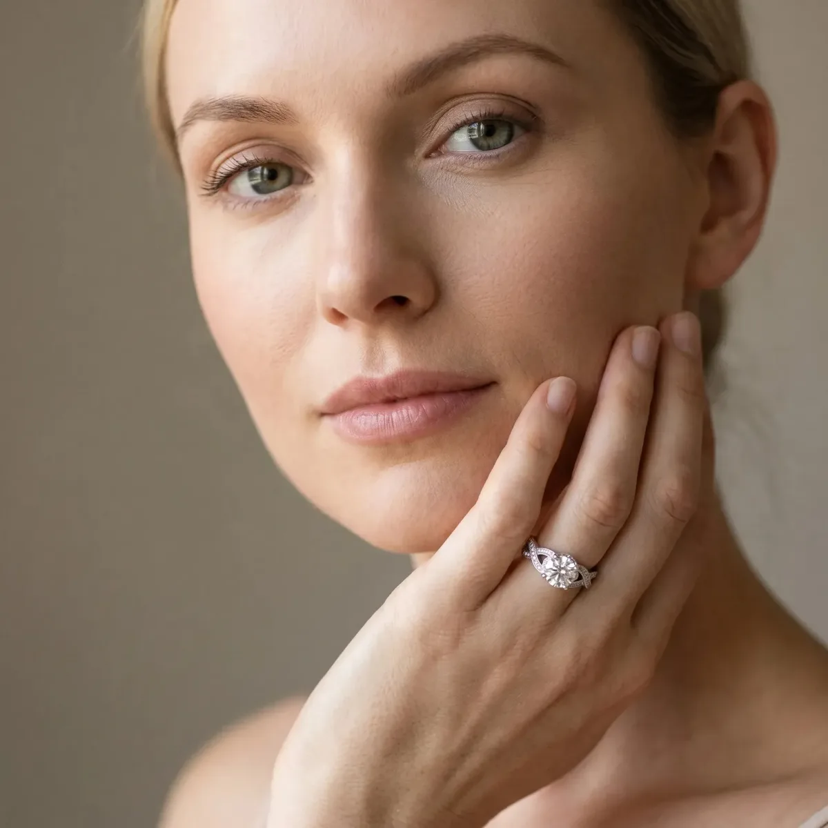 Asscher Cut Cut Diamond Twisted Band with Milgrain Pave Setting and Four-Prong Setting Platinum